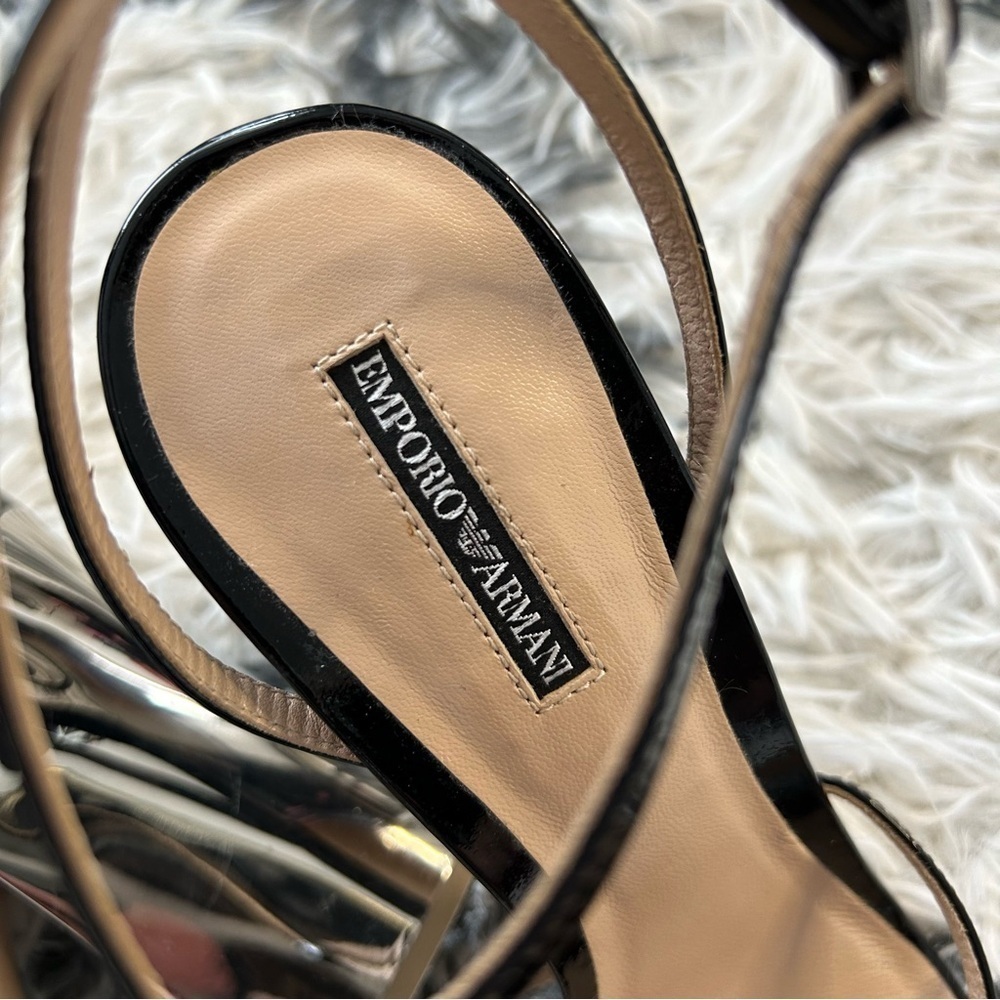 Emporio Armani Silver Block Heel Sandals - Picture 2 of 8